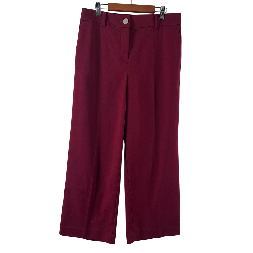Ann Taylor Women's Pants Maroon Crop Wide Leg High Rise Trouser Size 6P